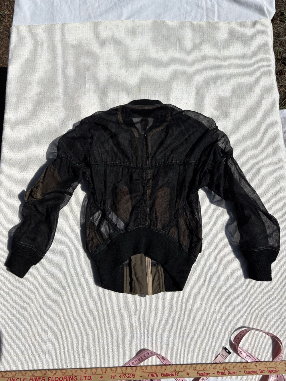 Junya Watanabe for Comme des Garcons Black & Olive Tulle Bomber Jacket - Picture 14 of 14